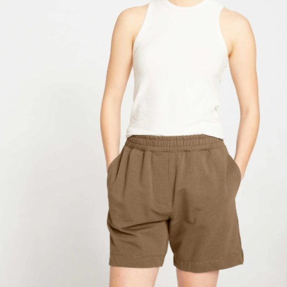 Universal Standard Classic Terry Sweatshorts 2XS=M olive green sweat shorts NWT - Picture 2 of 9